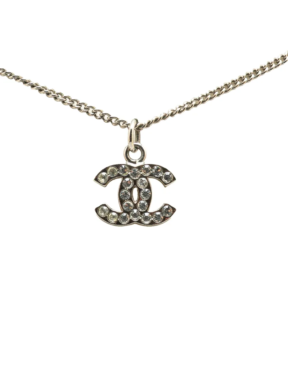 CHANEL Pre-Owned 2009 パラジウムプレーテッド ラインストーン ココマーク ペンダント コスチューム ネックレス - CHANEL Pre-Owned 2009 パラジウムプレーテッド ラインストーン ココマーク ペンダント コスチューム ネックレス -