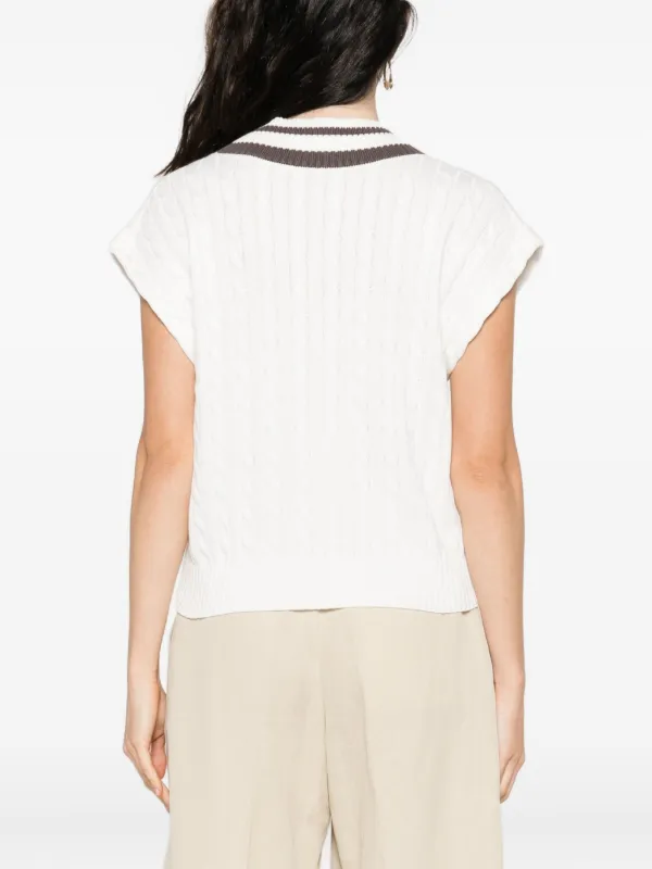 Brunello Cucinelli Pullunder Mit Zopfmuster Weiß FARFETCH CH