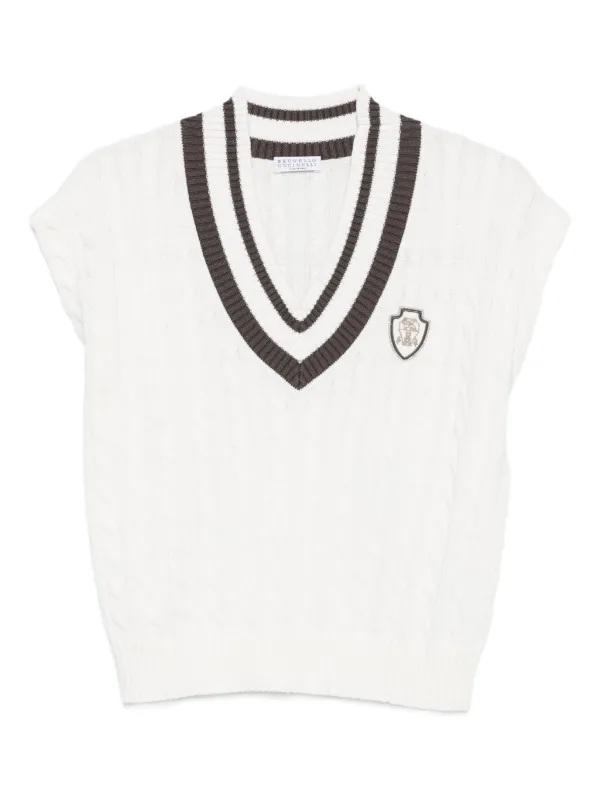 Brunello Cucinelli Pullunder Mit Zopfmuster Weiß FARFETCH AT