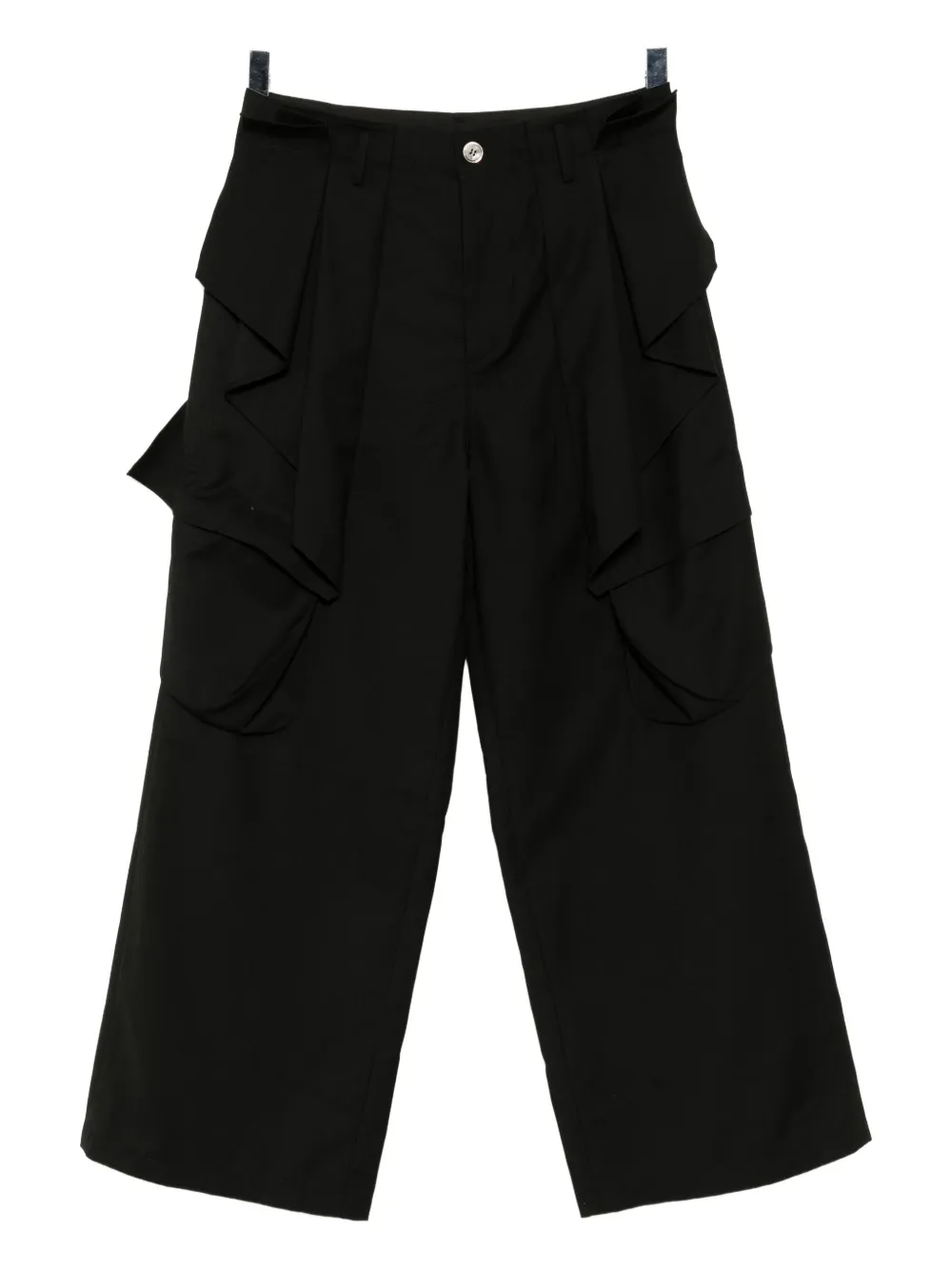 Jiyongkim Wide-leg Belted Drape Trousers In Black