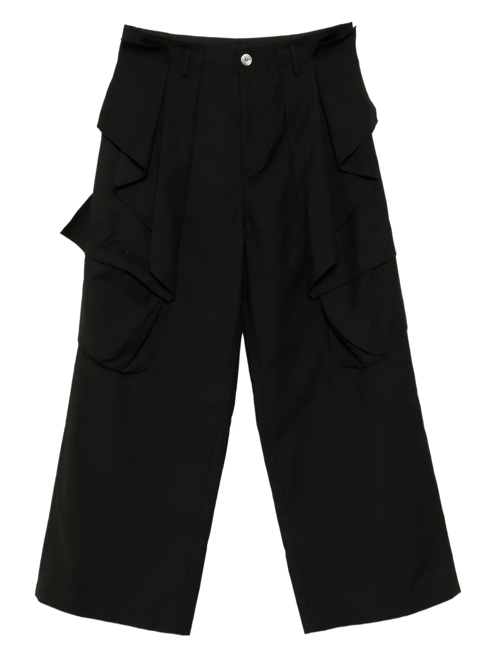 JiyongKim wide-leg belted drape trousers | Black | Image 1