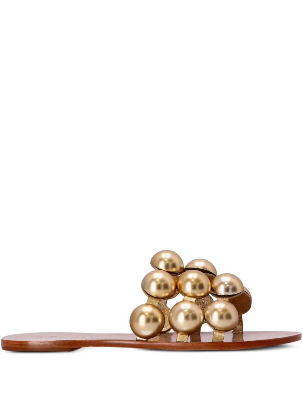 Farm Rio Beads-embellished Leather Sandals In Gold