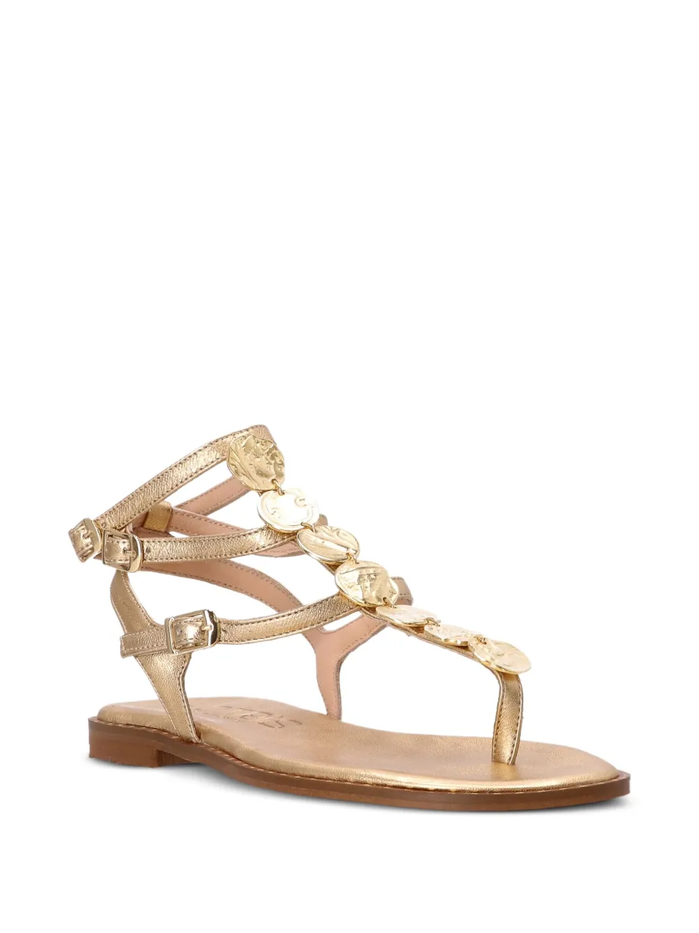 Kotris Sandals coin-embellished leather sandals Gold
