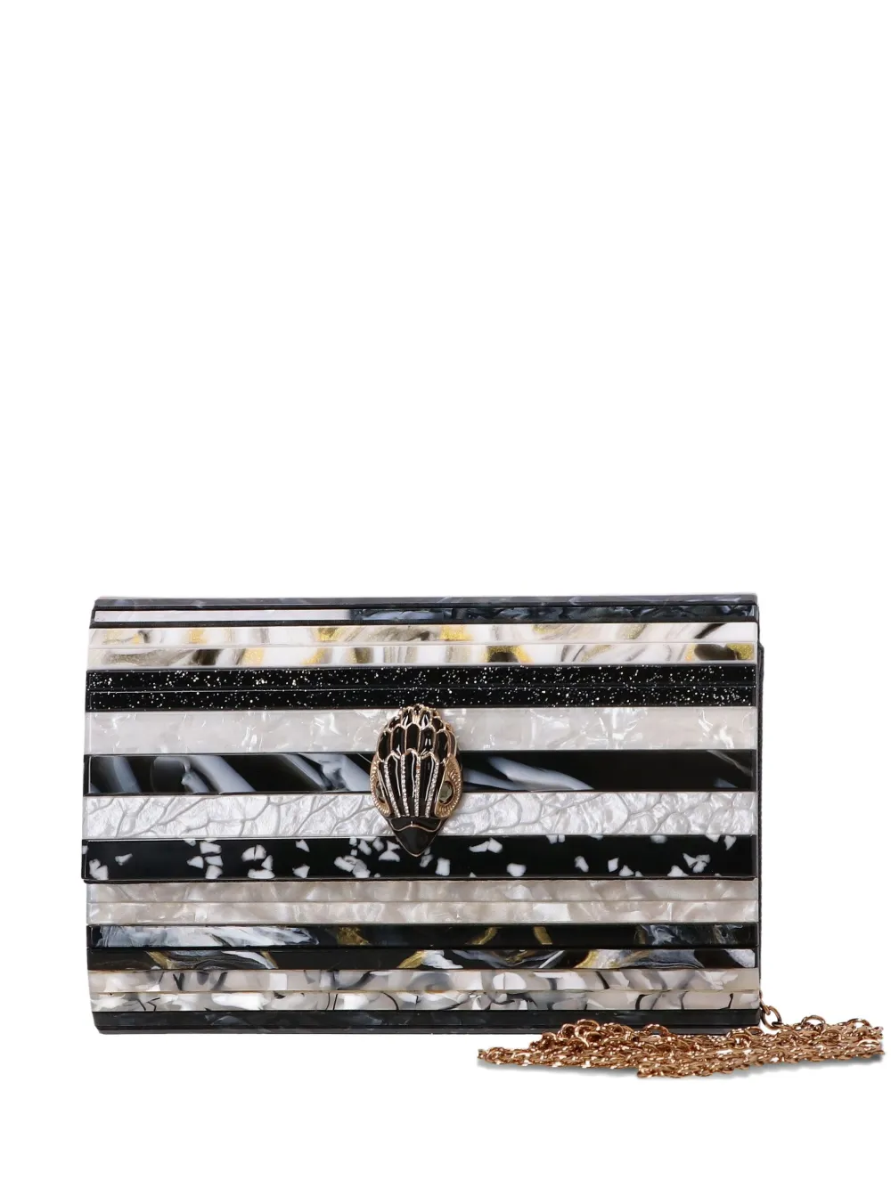 Kurt Geiger London mini Party Eagle striped clutch bag Zwart