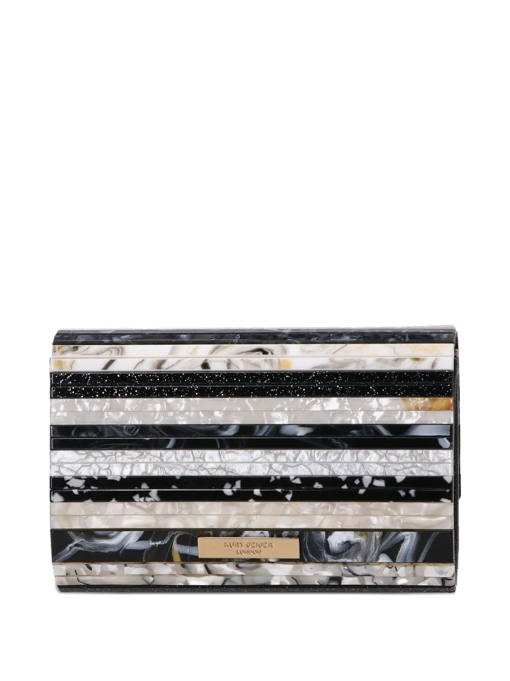 Kurt Geiger London mini Party Eagle striped clutch bag Zwart