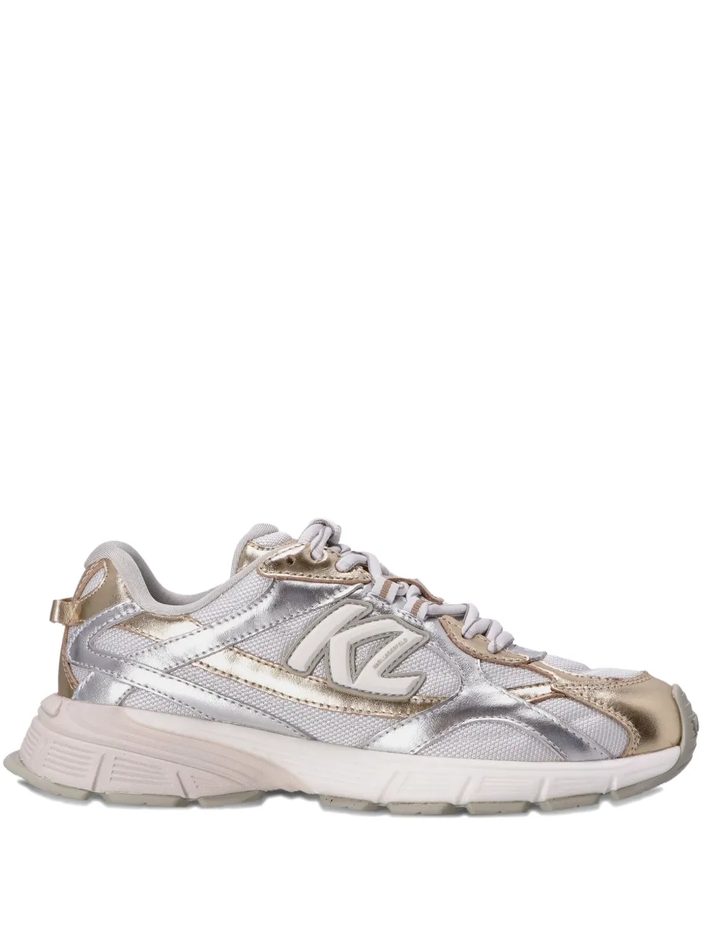 Karl Lagerfeld Orion metallic-effect panelled low-top sneakers Silver