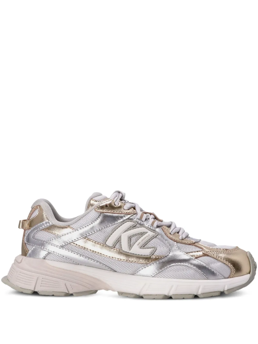 Karl Lagerfeld Orion metallic-effect panelled low-top sneakers Silver