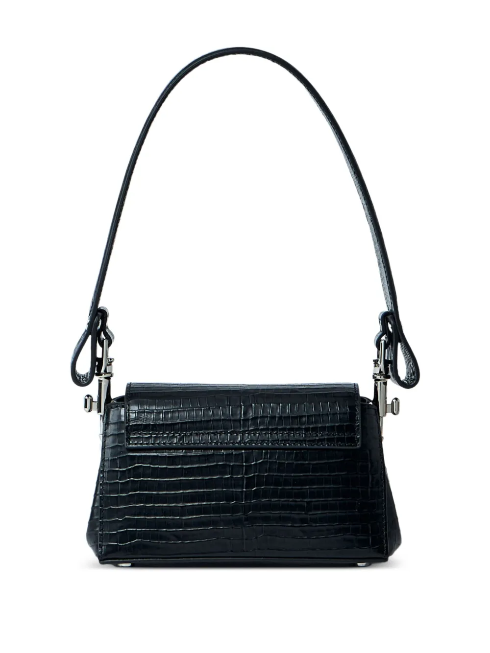 Vivienne Westwood small Hazel croc-embossed flap shoulder bag Zwart