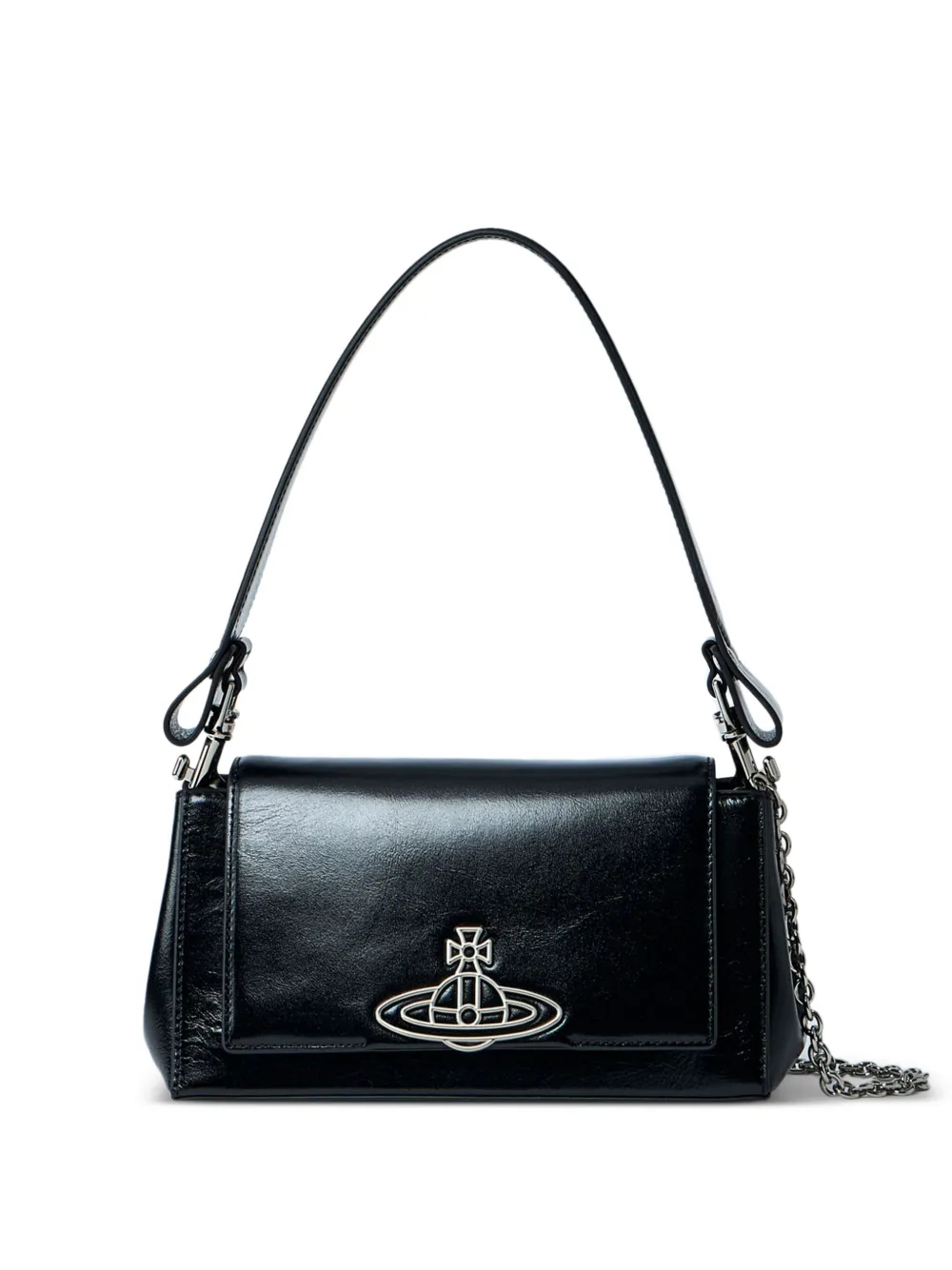 Vivienne Westwood medium Hazel orb-plaque leather shoulder bag Zwart