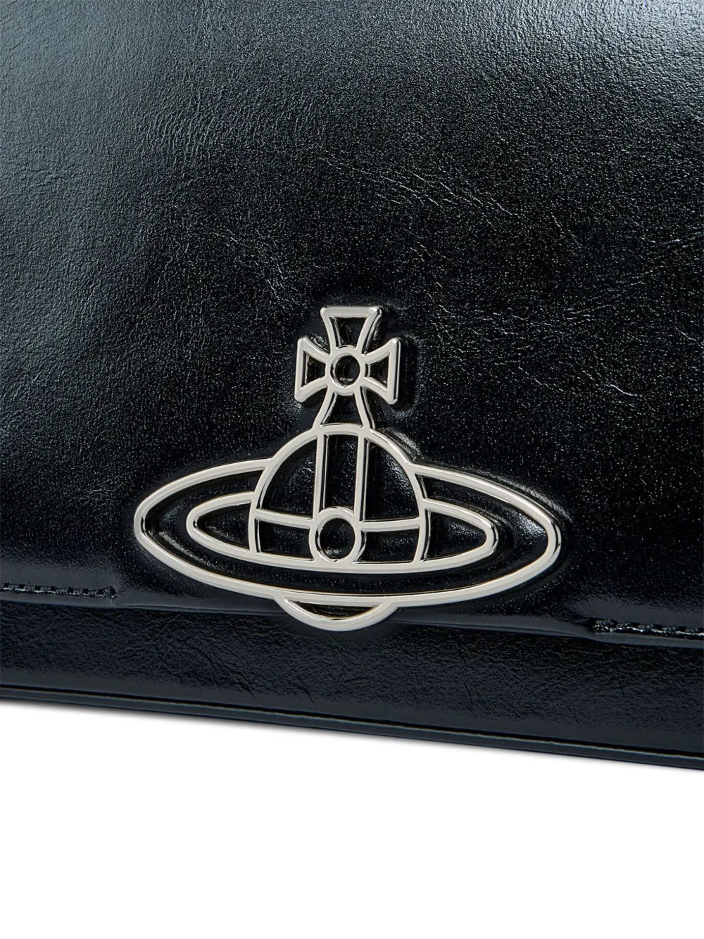 Vivienne Westwood Medium Hazel leren schoudertas met plakkaat Zwart