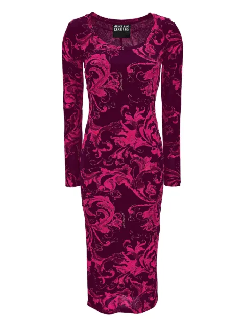 Versace Jeans Couture baroque-print long-sleeve midi dress
