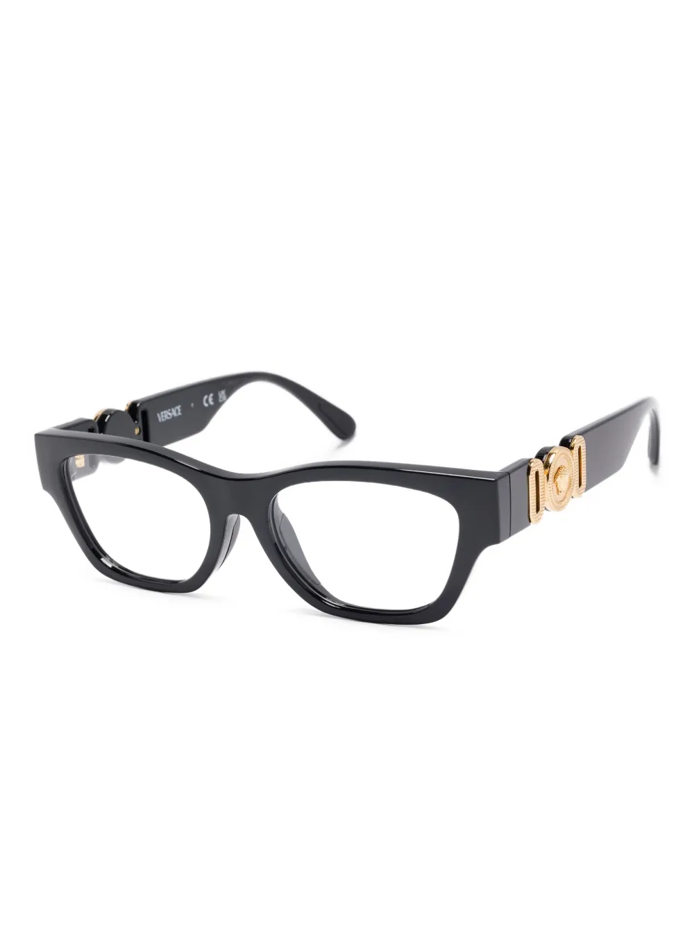 Versace Kids Medusa-embellished rectangle-frame glasses Zwart