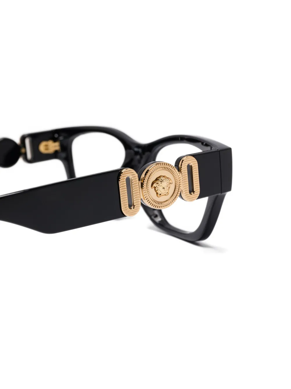 Versace Kids Medusa-embellished rectangle-frame glasses Zwart
