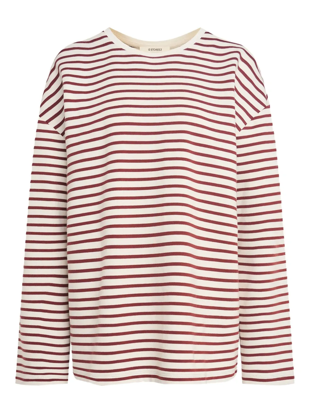 12 STOREEZ Gestreept T-shirt met lange mouwen Beige