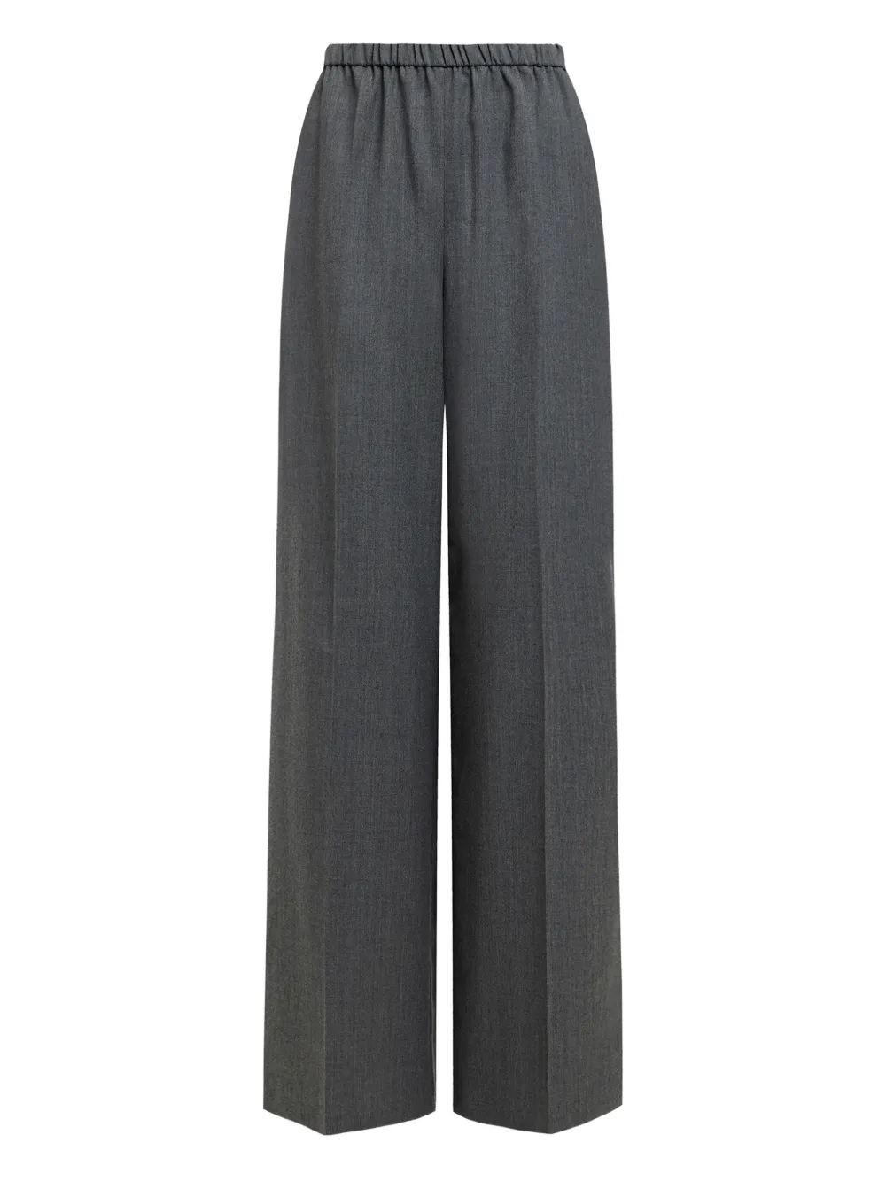 12 Storeez Elastic-waist Wool Straight Trousers In Gray