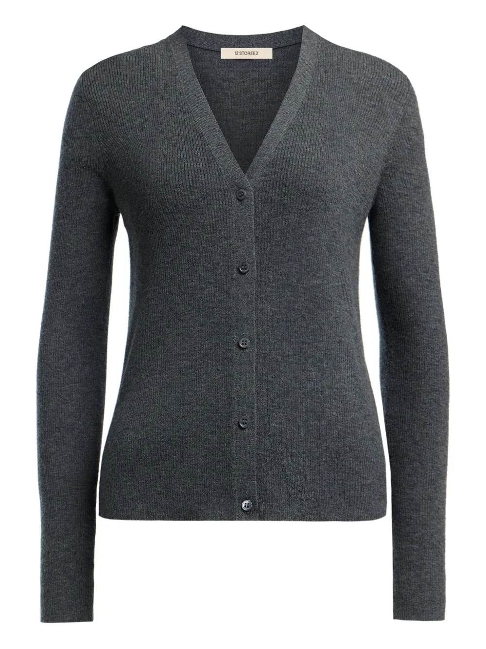 12 STOREEZ Geribbeld vest met V-hals Grijs