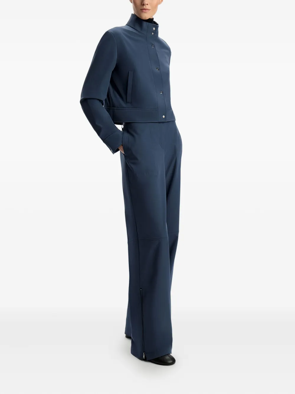 12 STOREEZ Straight broek met ceintuur en rits aan de zijkant Blauw