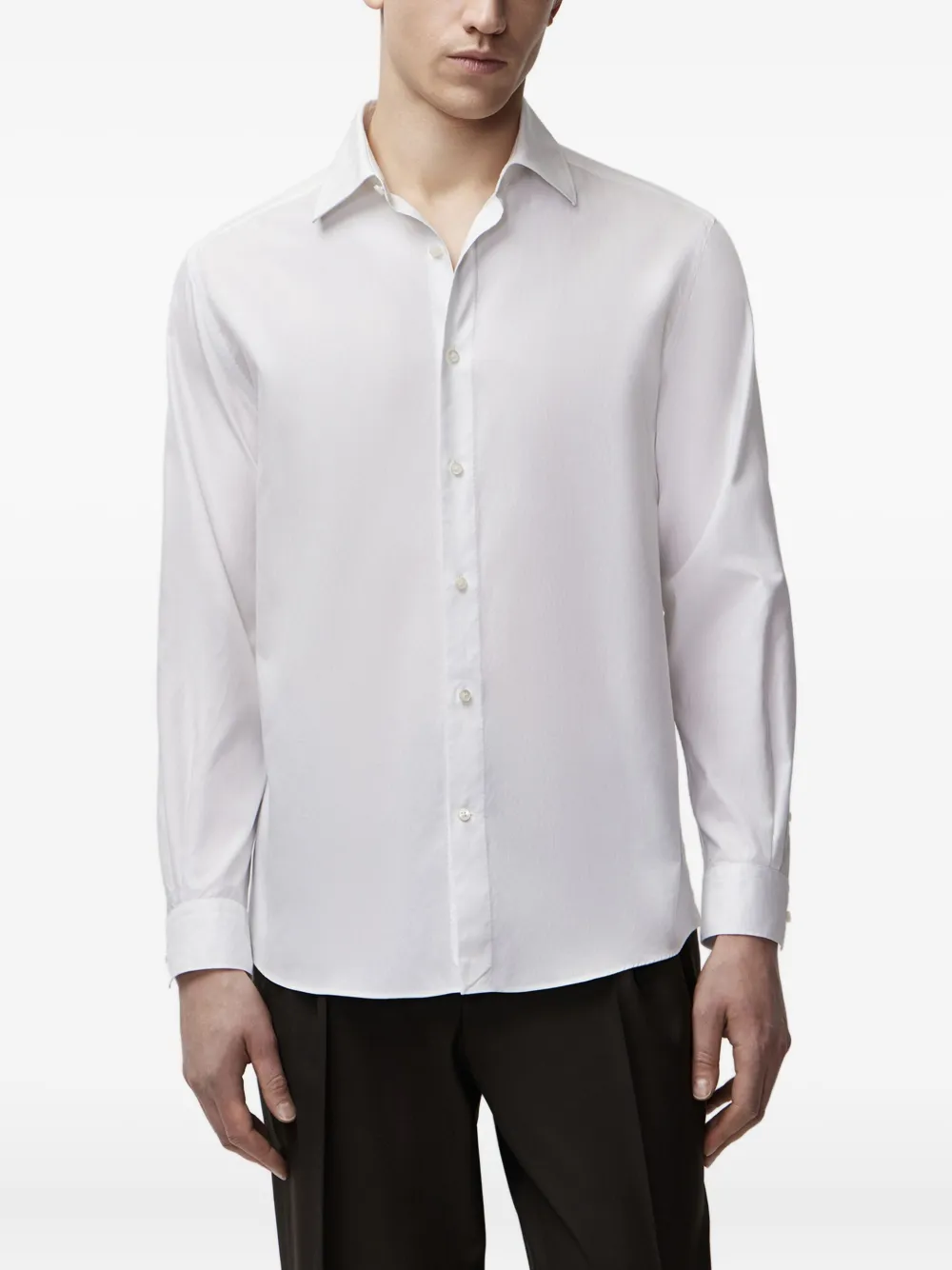 12 STOREEZ Overhemd met lange mouwen en gestikt detail Wit