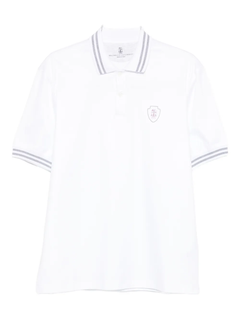 Brunello Cucinelli embroidered-logo polo shirt Wit
