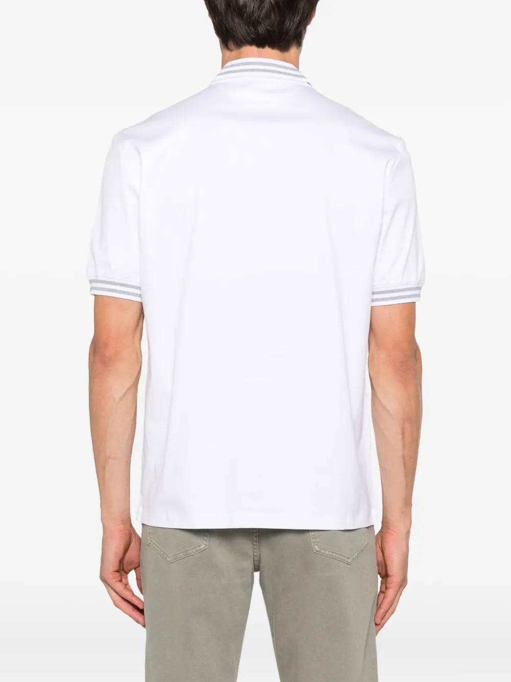 Brunello Cucinelli embroidered-logo polo shirt Wit
