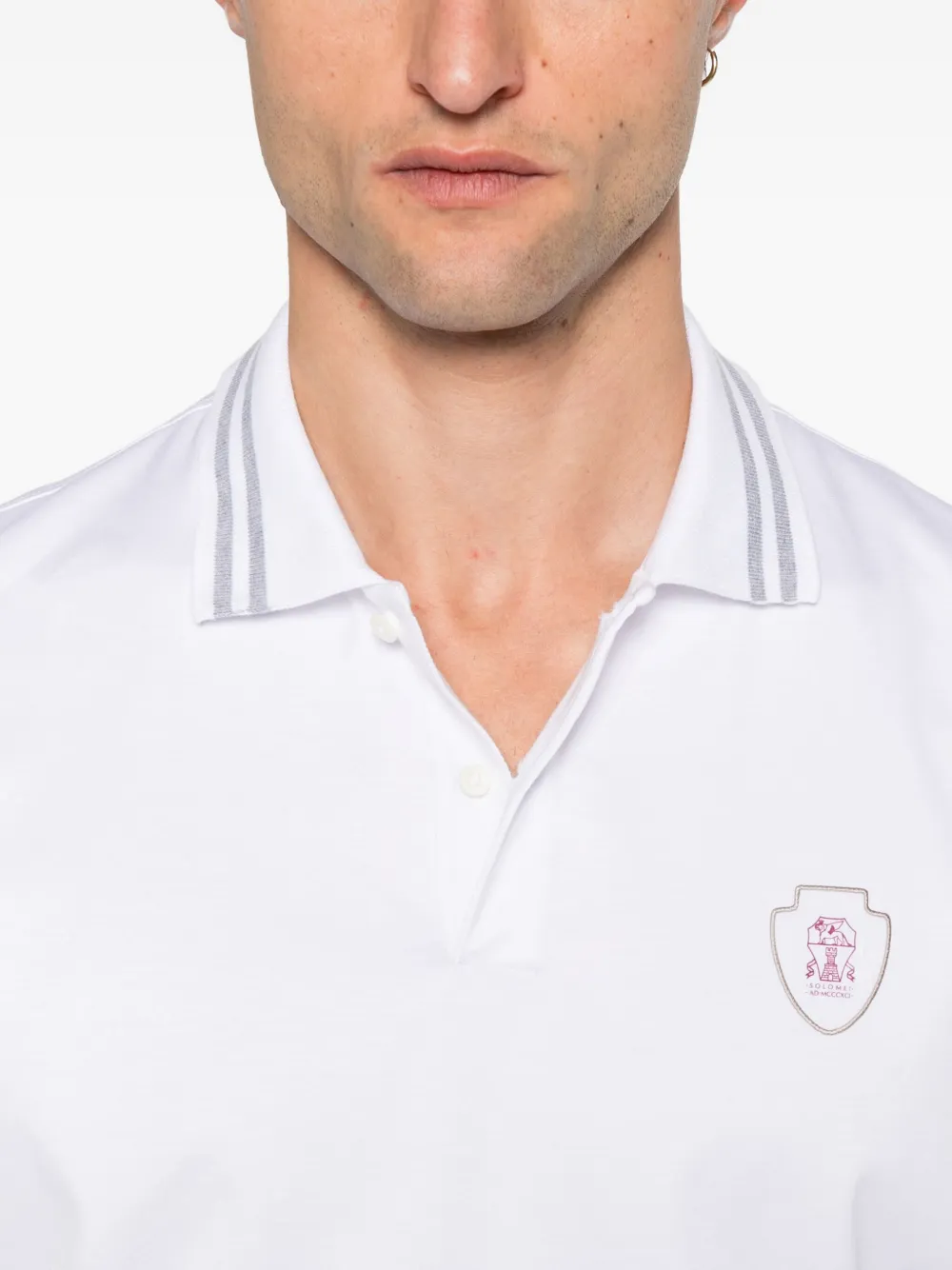 Brunello Cucinelli embroidered-logo polo shirt Wit