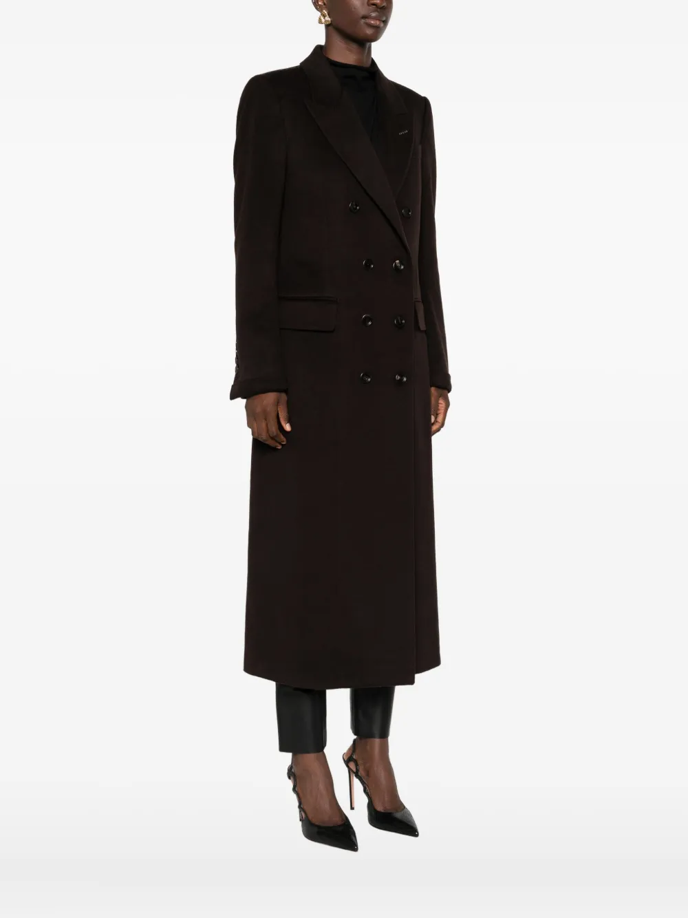 TOM FORD Mantel met dubbele rij knopen Bruin