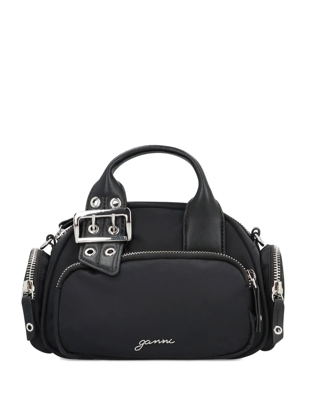 GANNI mini Polochon buckle-detail top-zip tote bag Zwart