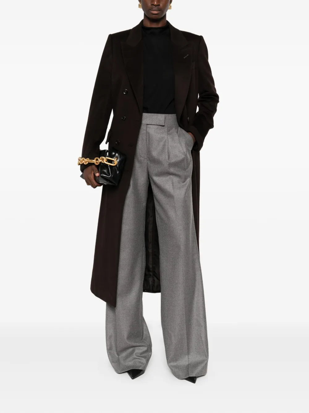 TOM FORD Broek met geplooide voorkant en riemlussen Grijs