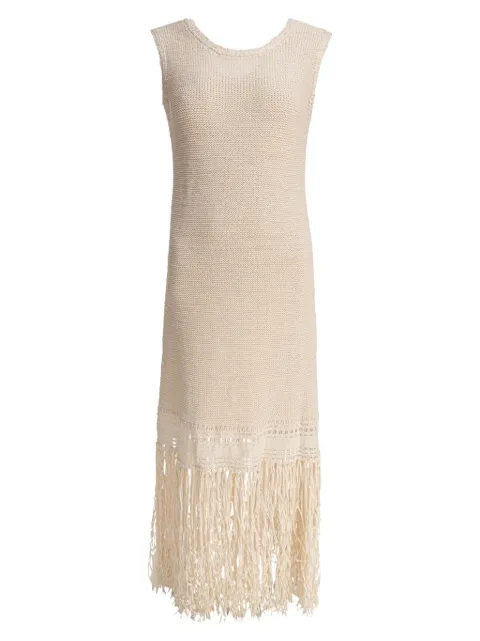 SANDBEIGE knitted fringed dress