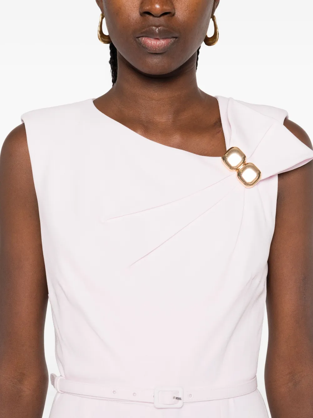 Roland Mouret Midi-jurk met geknoopt detail en ceintuur Roze