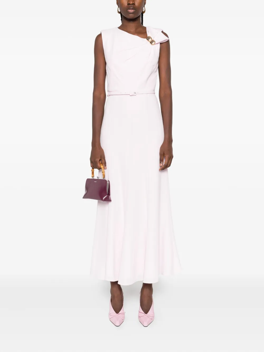 Roland Mouret Midi-jurk met geknoopt detail en ceintuur - Roze