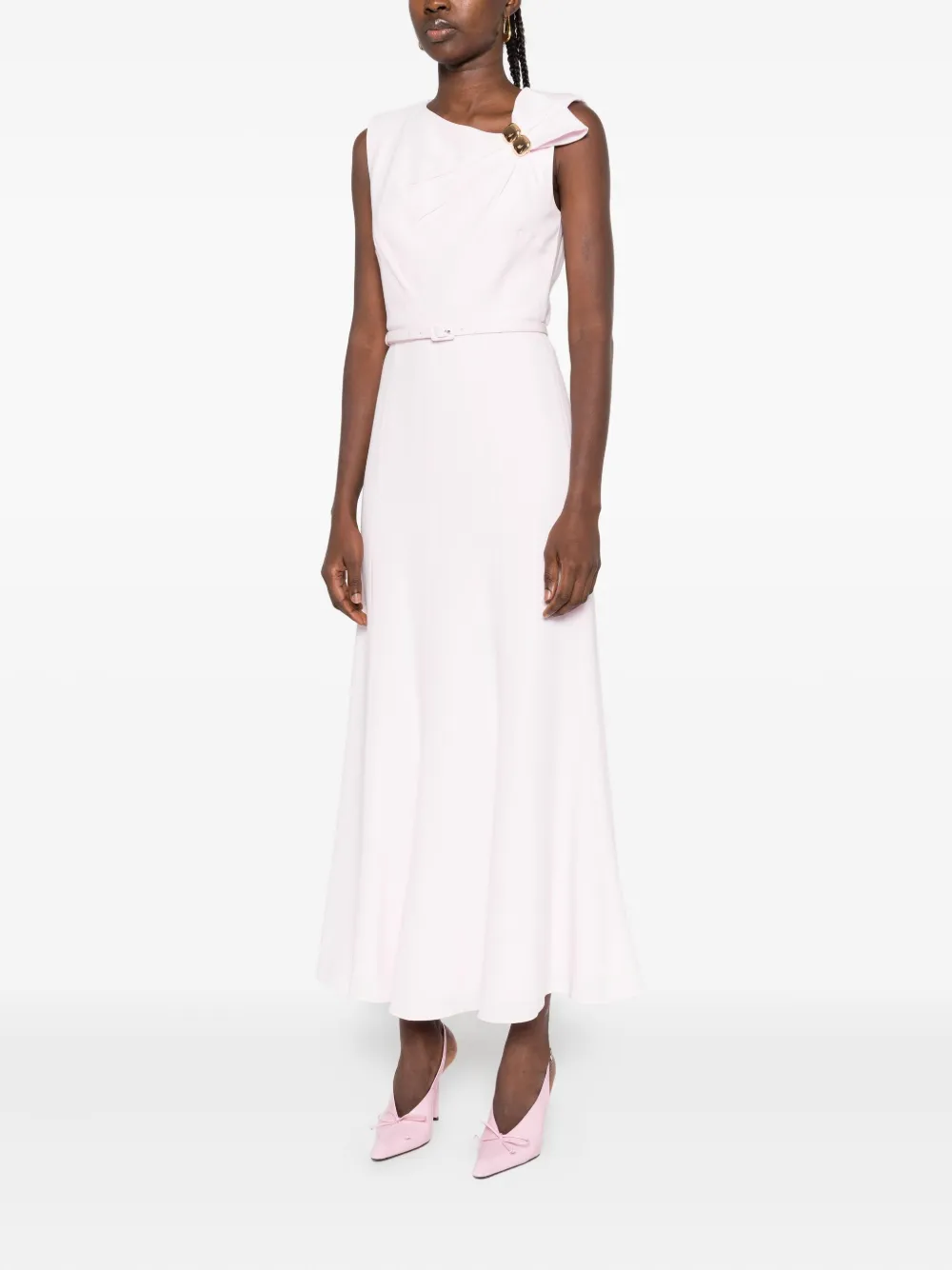 Roland Mouret Midi-jurk met geknoopt detail en ceintuur Roze