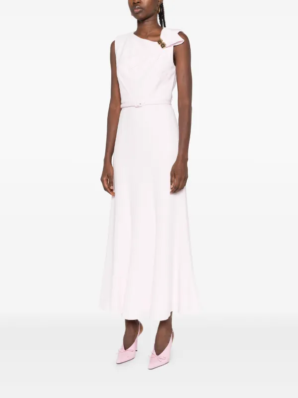 Roland Mouret knot-detail Belted Midi Dress | Pink | FARFETCH