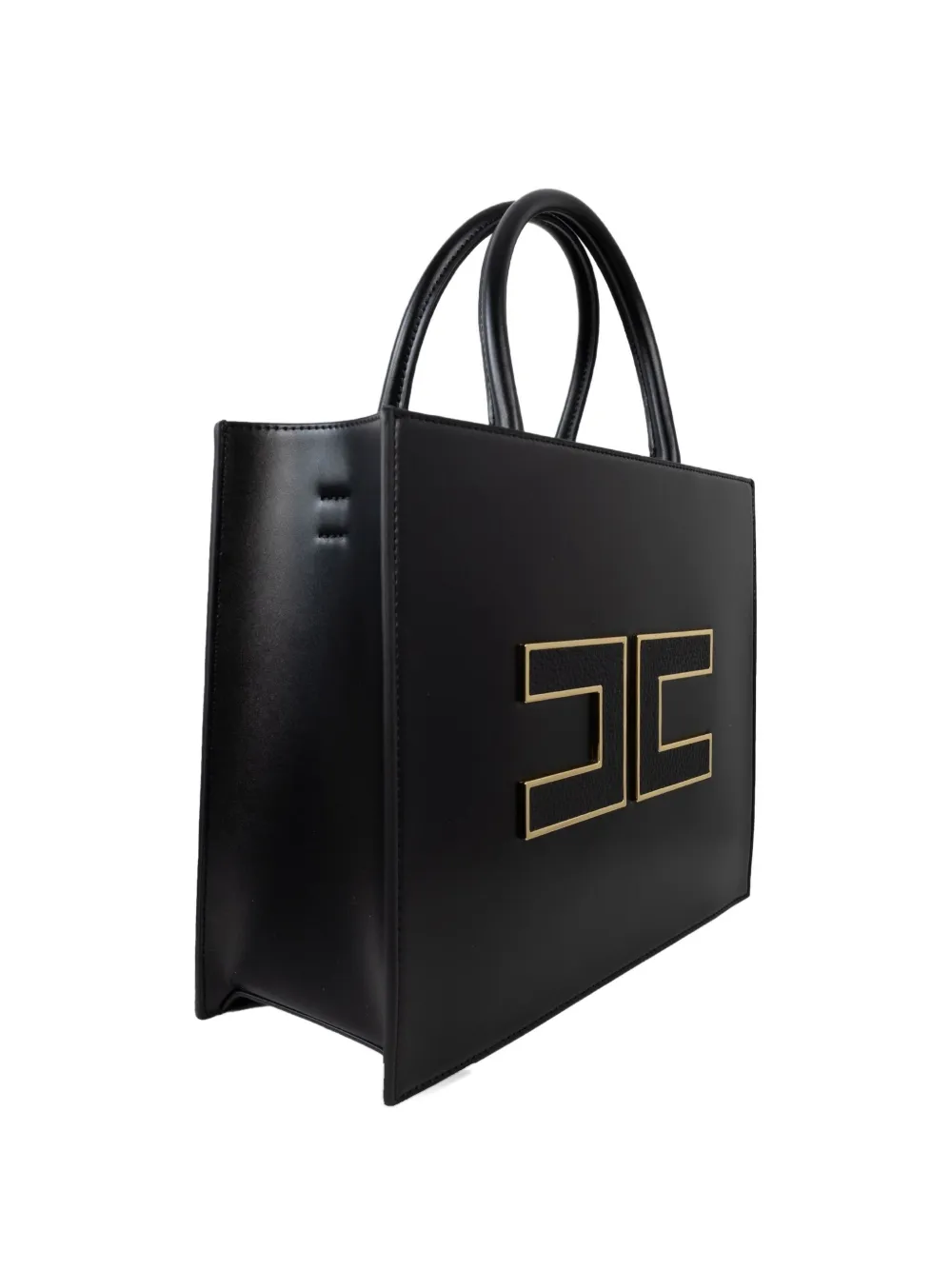 Elisabetta Franchi logo-plaque leather tote bag Zwart