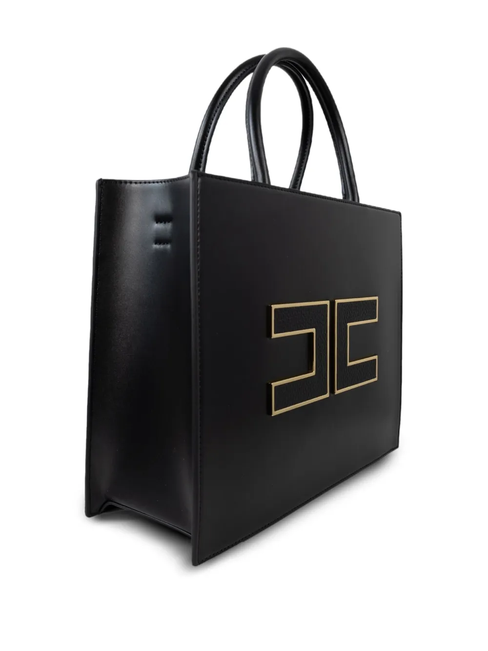 Elisabetta Franchi logo-plaque leather tote bag - Nero