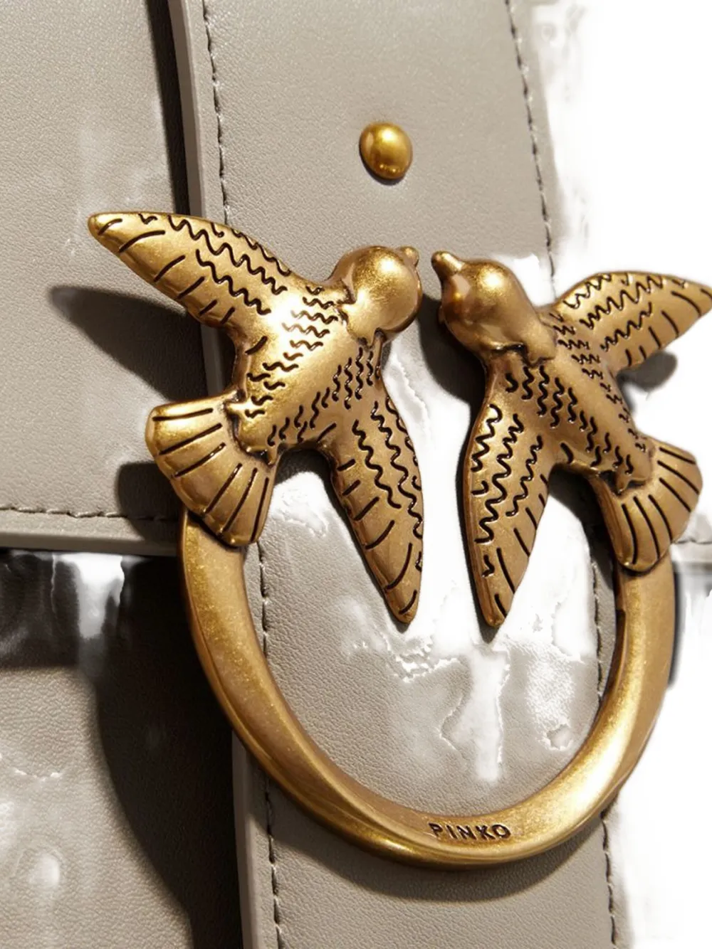 Pinko Love Birds Chain-strap Shoulder Bag In Neutral