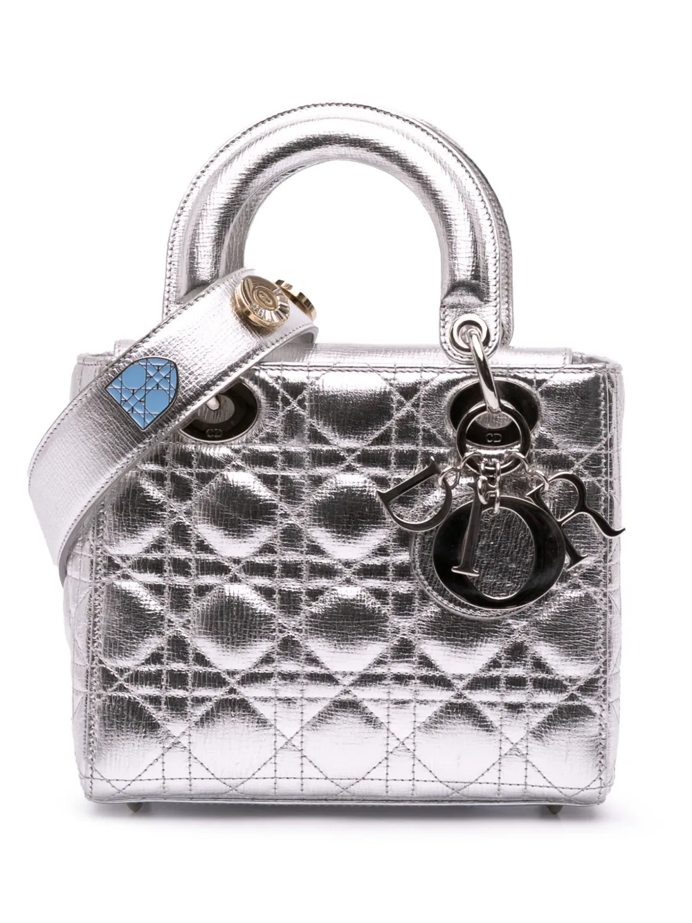 Christian Dior Pre-Owned 2016 Small Metallic Grained Calfskin Cannage Christian Dior Pre-Owned 2016 Small Metallic Grained Calfskin Cannage