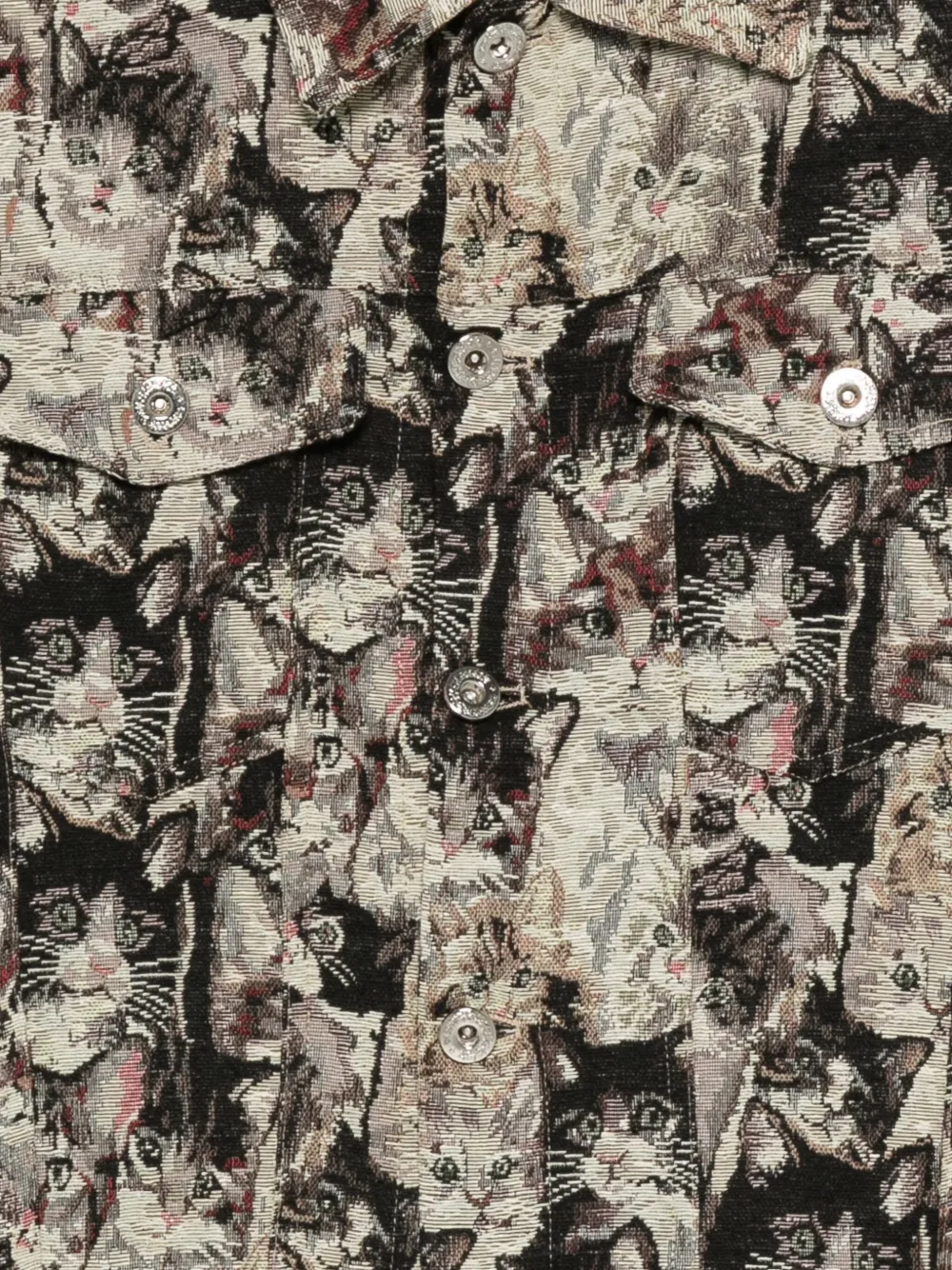 Bless Cat-motif Jacquard Jacket In Gray