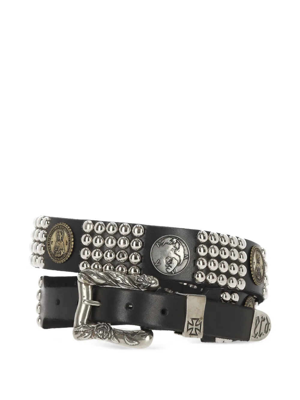 Enfants Riches Déprimés metal-coin studded belt Zwart