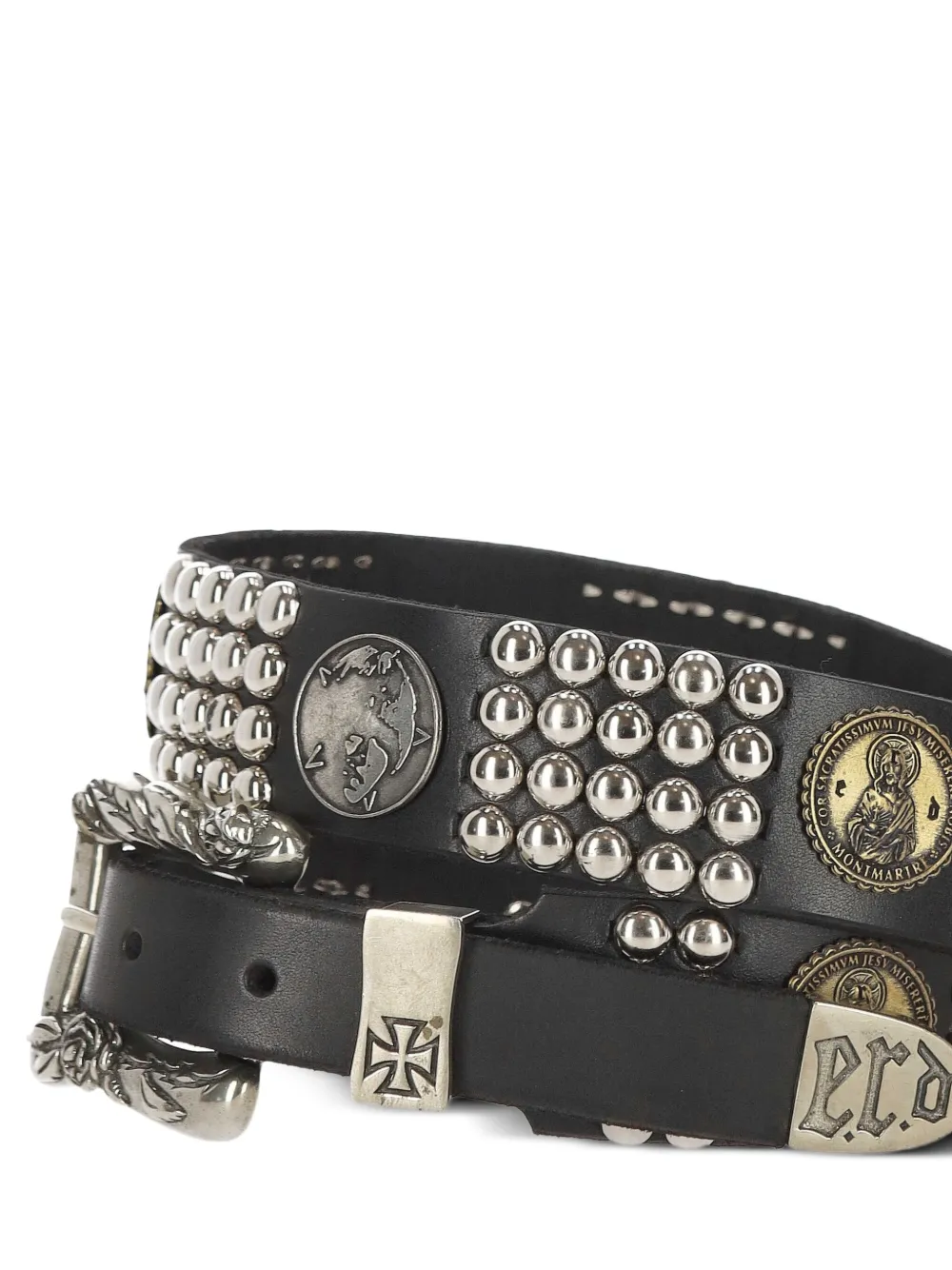 Enfants Riches Déprimés metal-coin studded belt Zwart