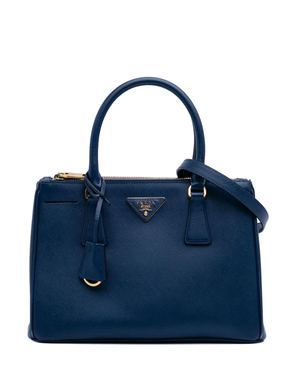 Prada Pre-Owned 2010-2025 スモール サフィアーノルクス ガレリア ダブルジップ サッチェルバッグ - ブルー Prada Pre-Owned 2010-2025 スモール サフィアーノルクス ガレリア ダブルジップ サッチェルバッグ - ブルー