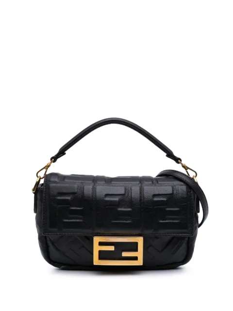 Fendi Pre-Owned 2010-2025 Mini Zucca Embossed Leather Baguette satchel