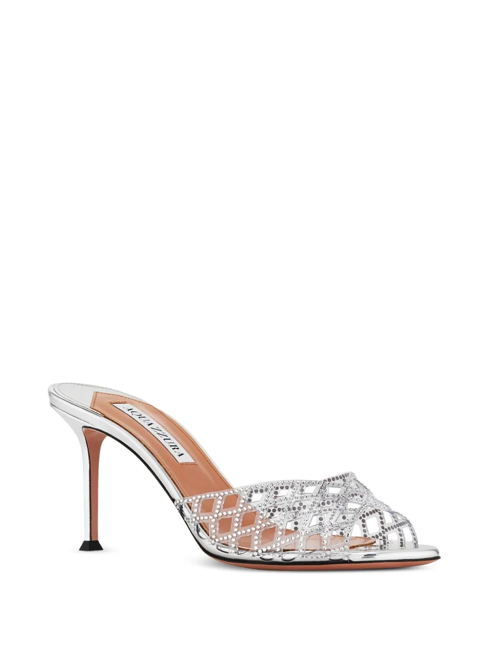 Aquazzura 75mm crystal-embellished lattice mules | Heeled Mules | Image 2
