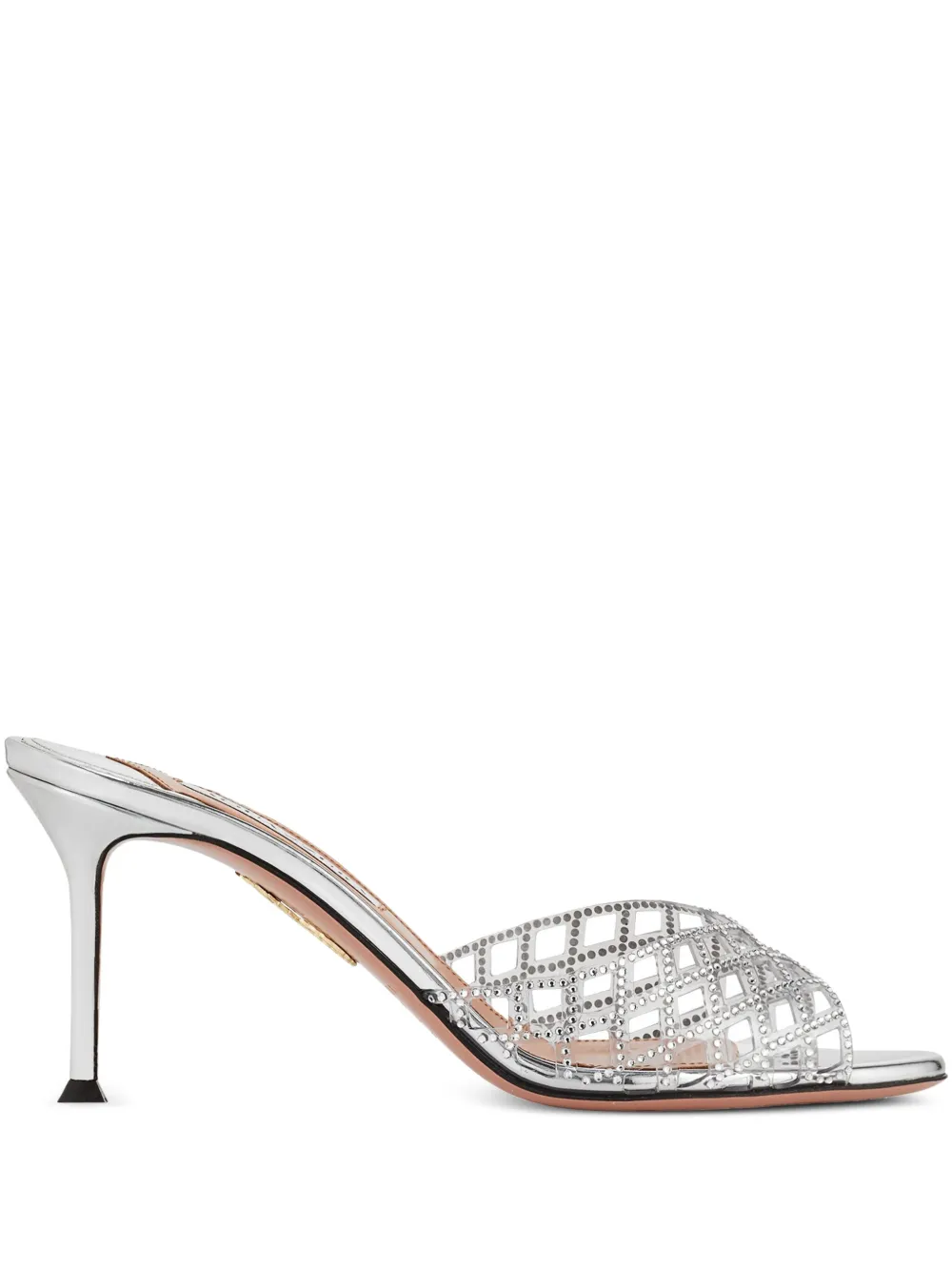 Aquazzura 75 mm muiltjes verfraaid met kristallen Grijs