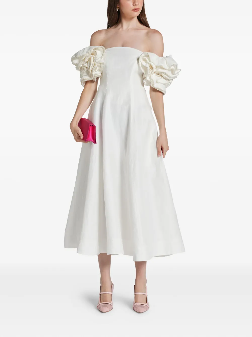 Aje Twyla ruffled off-shoulder dress - Beige