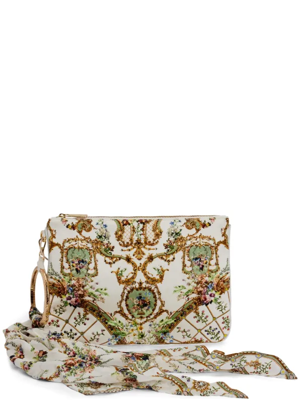 Camilla Silk Clutch Bag in White