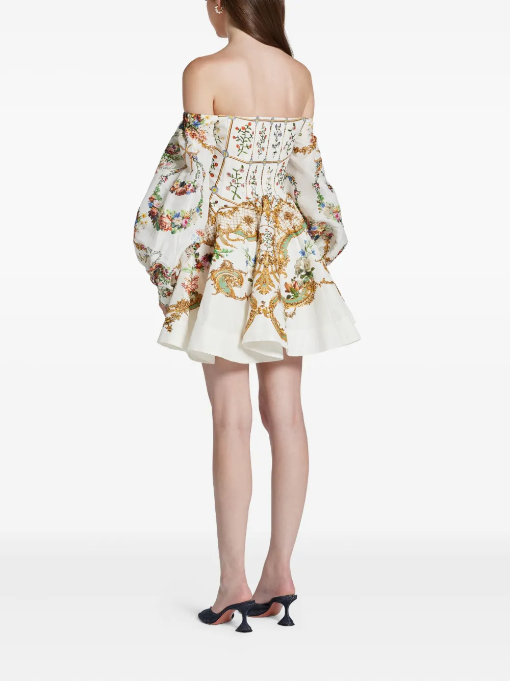 Camilla Off-shoulder jurk met bloemenprint Wit