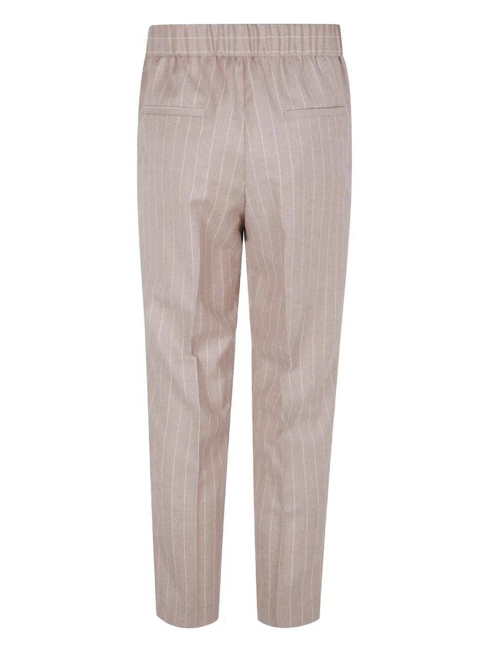 Peserico Broek met elastische taille en krijtstreep Beige