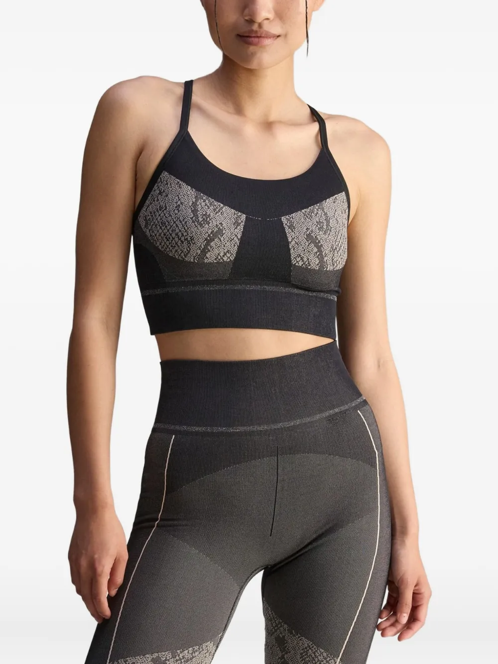 Adidas by Stella McCartney Sport-bh met slangenprint - Zwart