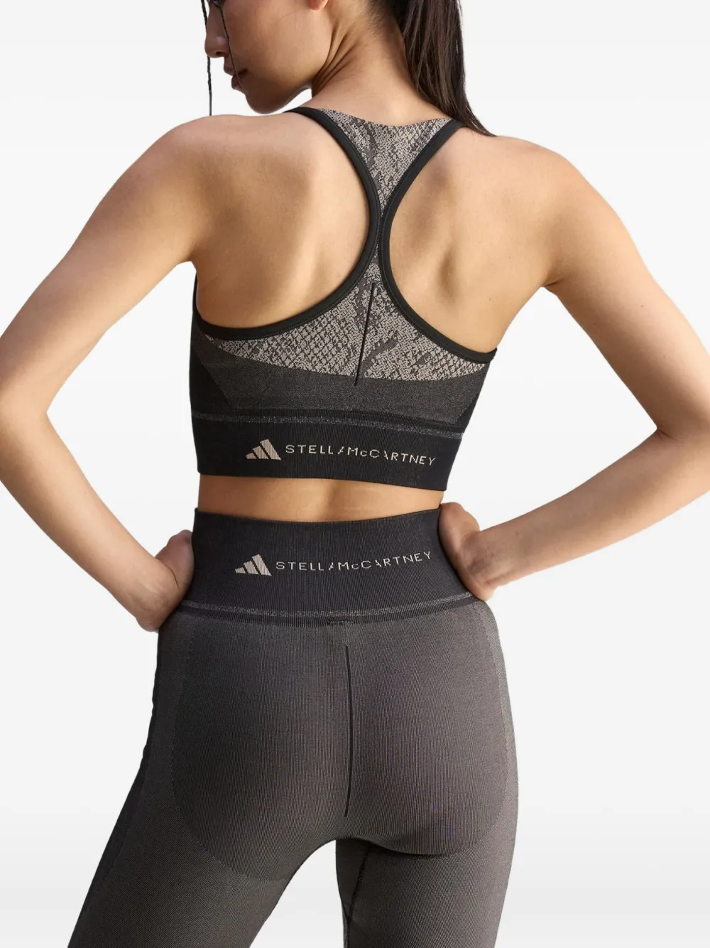 Adidas By Stella Mccartney Snakeskin-print Sport Bra In Black